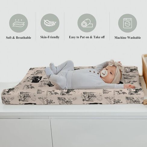 Vintage Western Cowboy Baby Changing Pad Covers for Boy Girl Western Cowboy Horse Cactus Sun Moon Fitted Change Table Pad Covers Mats Wild West Desert Soft Diaper Changing Table Pad Sheets 32''×16'' in Saudi Arabia