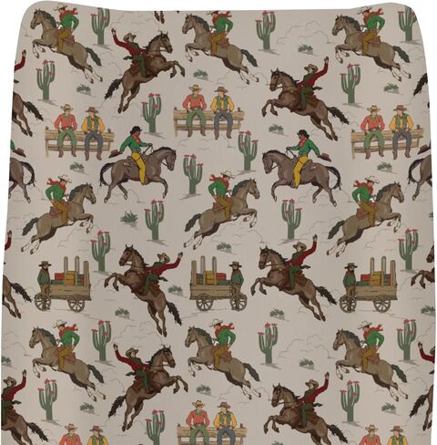 Vintage Western Cowboy Baby Changing Pad Covers for Boy Girl Western Cowboy Horse Cactus Sun Moon Fitted Change Table Pad Covers Mats Wild West Desert Soft Diaper Changing Table Pad Sheets 32''×16'' in Saudi Arabia