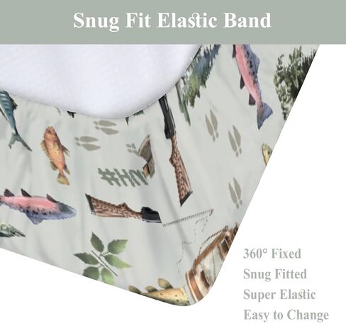 Fishing Hunting Baby Changing Pad Covers for Girls Boys Bass Fish Deer Paws Green Trees Fitted Change Table Pad Covers Mats Nature Hunting Animals Soft Diaper Change Table Sheets 32''×16'' in Saudi Arabia