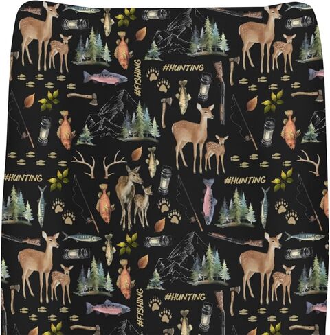 Fishing Hunting Baby Changing Pad Covers for Girls Boys Bass Fish Deer Paws Green Trees Fitted Change Table Pad Covers Mats Nature Hunting Animals Soft Diaper Change Table Sheets 32''×16'' in Saudi Arabia