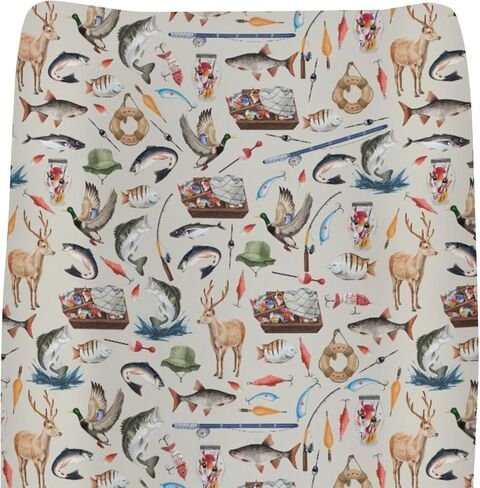 Fishing Hunting Baby Changing Pad Covers for Girls Boys Bass Fish Deer Paws Green Trees Fitted Change Table Pad Covers Mats Nature Hunting Animals Soft Diaper Change Table Sheets 32''×16'' in Saudi Arabia