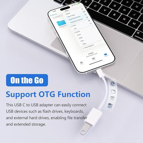 Lightning to USB Adapter, Male to USB A Female OTG Cable Adapter, Compatible with Laptops, Tablets, Phones, Flash Drive, MIDI Keyboard, Mouse in Saudi Arabia