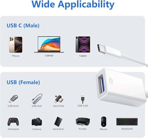 Lightning to USB Adapter, Male to USB A Female OTG Cable Adapter, Compatible with Laptops, Tablets, Phones, Flash Drive, MIDI Keyboard, Mouse in Saudi Arabia