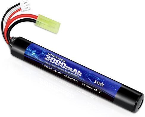 URGENEX 3000mAh Airsoft Battery 7.4V Stick Battery with Mini Tamiya Plug 2S Rechargeable Stick Shape RC Lithium-ion Fit for Most Airsoft Model Guns Rifles in Saudi Arabia