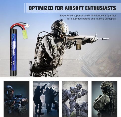URGENEX 3000mAh Airsoft Battery 7.4V Stick Battery with Mini Tamiya Plug 2S Rechargeable Stick Shape RC Lithium-ion Fit for Most Airsoft Model Guns Rifles in Saudi Arabia
