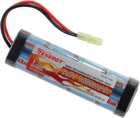 بطارية Tenergy 9.6V Airsoft 1600mAh NiMH حزمة بطارية مسطحة مع موصل Tamiya صغير لـ Airsoft MP5، Scar، M249، M240B، M60، G36، M14، RPK، PKM in Saudi Arabia