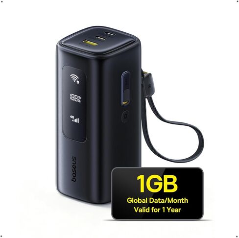 Baseus 4G WiFi Hotspot Power Bank & Qi2 معتمد 0.5 بوصة فائق النحافة 15W 10K باور بانك لاسلكي in Saudi Arabia