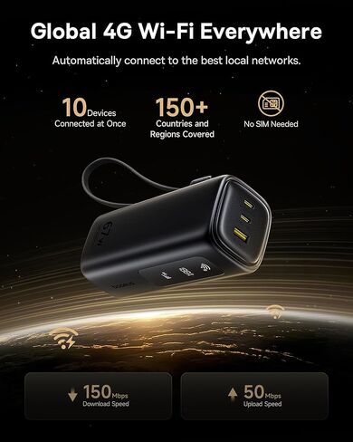 Baseus 4G WiFi Hotspot Power Bank & Qi2 معتمد 0.5 بوصة فائق النحافة 15W 10K باور بانك لاسلكي in Saudi Arabia