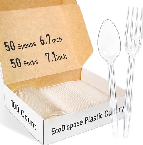 100 Count Count Plastic Silverware و Heaft Dicky 50 Forks و 50 ملاعق قابلة للتخلص من أدوات أدوات أدوات أدوات مائدة لمستلزمات الحفلات in Saudi Arabia