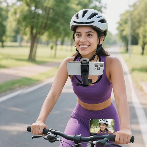 4-in-1 Clamping Neck&Chest Phone Mount–Hands-Free POV Vlog Video Holder for Recording&Streaming,Wearable Camera Stand for Indoor/Outdoor Content Creation,Compatible with iPhone/Android Phones in Saudi Arabia