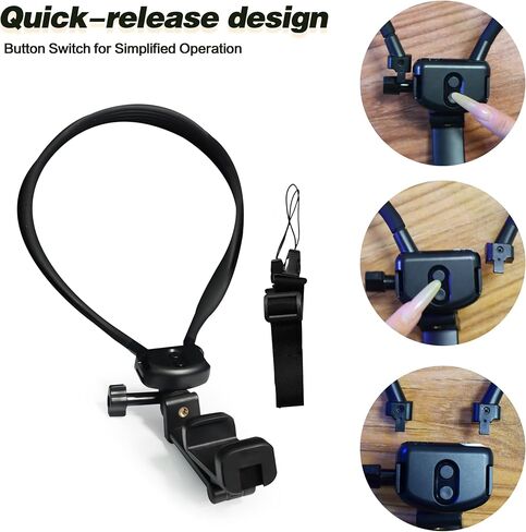 4-in-1 Clamping Neck&Chest Phone Mount–Hands-Free POV Vlog Video Holder for Recording&Streaming,Wearable Camera Stand for Indoor/Outdoor Content Creation,Compatible with iPhone/Android Phones in Saudi Arabia