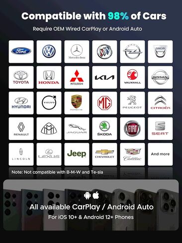 محول CarPlay لاسلكي 4 في 1 لبث Netflix/YouTube/TikTok/TF Card، 2026 Magic Video AI Box & Android Auto Dongle [واي فاي مزدوج النطاق، بلوتوث 5.3] التوصيل والتشغيل، يناسب سيارة تشغيل السيارة السلكية OEM in Kuwait