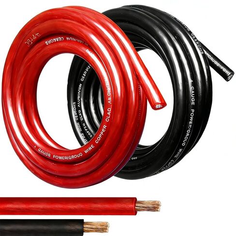 4 Gauge Wire,(10ft Each - Red/Black) 4 AWG Battery Cable, Copper Clad Aluminum CCA Welding Cable for Car Audio,Battery Systems,RVs,Solar Systems,Amp Wiring Kit in Saudi Arabia
