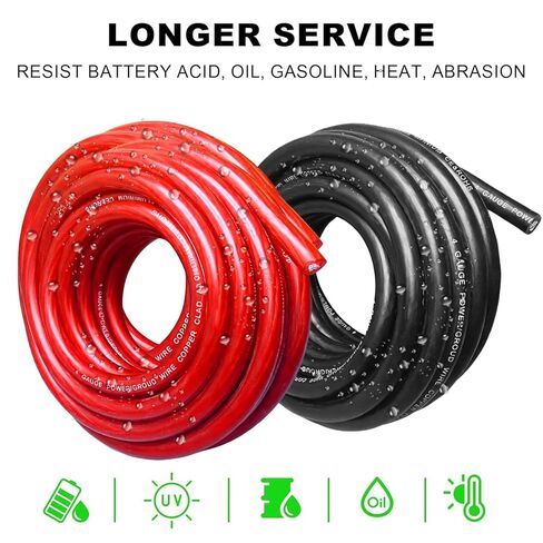 4 Gauge Wire,(10ft Each - Red/Black) 4 AWG Battery Cable, Copper Clad Aluminum CCA Welding Cable for Car Audio,Battery Systems,RVs,Solar Systems,Amp Wiring Kit in Saudi Arabia