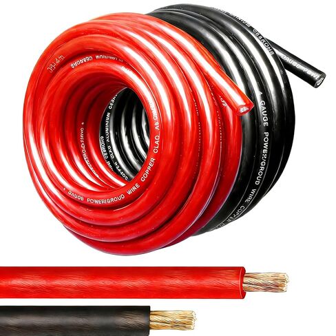 4 Gauge Wire,(10ft Each - Red/Black) 4 AWG Battery Cable, Copper Clad Aluminum CCA Welding Cable for Car Audio,Battery Systems,RVs,Solar Systems,Amp Wiring Kit in Saudi Arabia