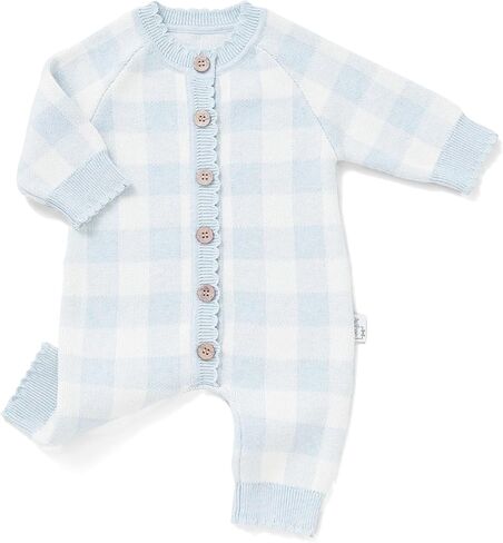 Avibae Knit Baby Sweater, Cotton Thermal Clothes for Newborn Infant, Baby Boys and Girls Plaid Romper in Saudi Arabia