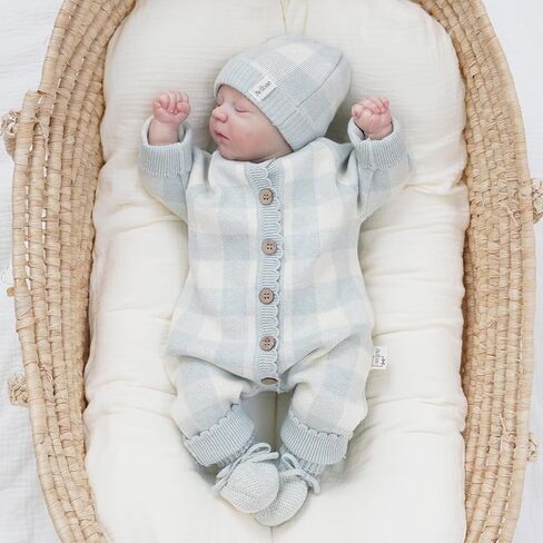 Avibae Knit Baby Sweater, Cotton Thermal Clothes for Newborn Infant, Baby Boys and Girls Plaid Romper in Saudi Arabia