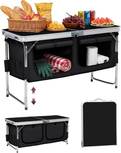 Outvita 4FT Aluminum Camping Table with Large Storage Space Blue in Saudi Arabia