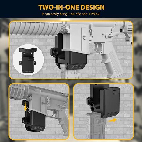 Witto 2-Pack AR15 Wall Mount for 223/5.56 Rifle+Magazine، AR Rifle Wall Rack Runner Mount Display مع مادة PA قوية وصلبة، سطح بلوري، حامل AR للجدار، يتحمل 300 رطل من التوتر in Kuwait