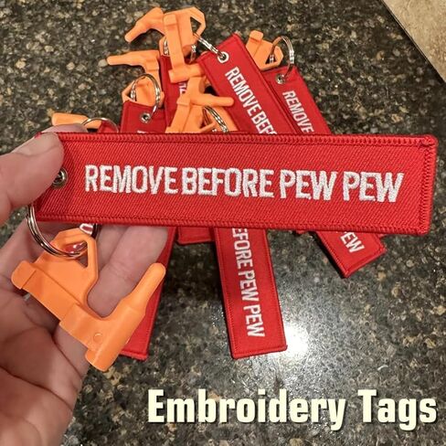 3Pack Chamber Safety Flag Fits Rifle Shotgun Pistol, Embroidery Tags Remove Before PEW PEW - Universal Compatibility in Saudi Arabia