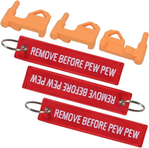 3Pack Chamber Safety Flag Fits Rifle Shotgun Pistol, Embroidery Tags Remove Before PEW PEW - Universal Compatibility in Saudi Arabia