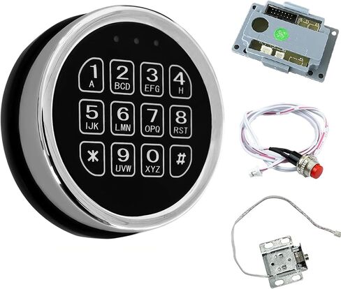 Electronic Gun Safe Lock Replacement, Zinc Alloy Keypad Gun Safe Lock with Solenoid Access,14 Ribbon Cable Motherboard & Reset Button Lock Set Chrome in Saudi Arabia