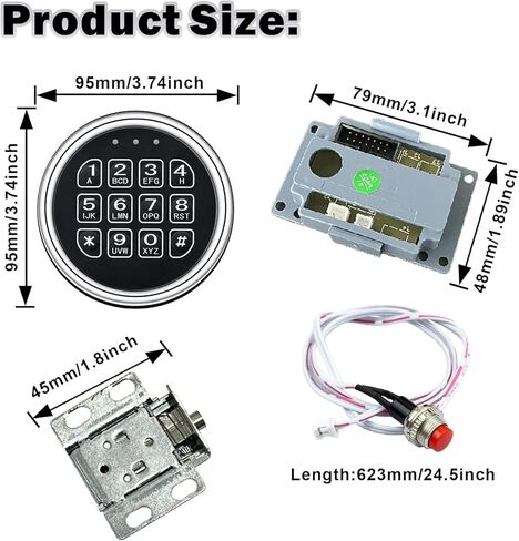 Electronic Gun Safe Lock Replacement, Zinc Alloy Keypad Gun Safe Lock with Solenoid Access,14 Ribbon Cable Motherboard & Reset Button Lock Set Chrome in Saudi Arabia