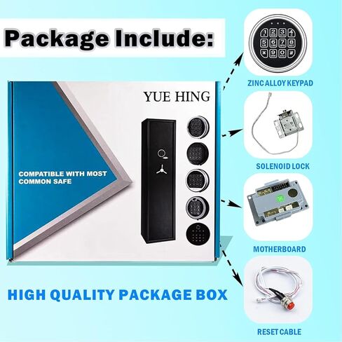 Electronic Gun Safe Lock Replacement, Zinc Alloy Keypad Gun Safe Lock with Solenoid Access,14 Ribbon Cable Motherboard & Reset Button Lock Set Chrome in Saudi Arabia