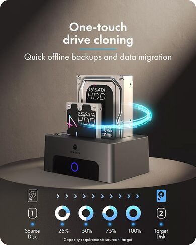 محطة إرساء محرك الأقراص الصلبة ICY BOX Dual Bay USB 3.0 إلى SATA مع وظيفة النسخ/الاستنساخ دون اتصال بالإنترنت لقاعدة محرك الأقراص الصلبة الخارجية مقاس 2.5 بوصة/3.5 بوصة HDD SSD بحد أقصى يصل إلى 60 تيرابايت (30 تيرابايت * 2) تدعم التوصيل والتشغيل UASP in Saudi Arabia