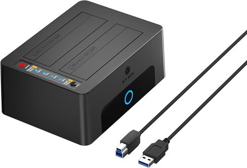 محطة إرساء محرك الأقراص الصلبة ICY BOX Dual Bay USB 3.0 إلى SATA مع وظيفة النسخ/الاستنساخ دون اتصال بالإنترنت لقاعدة محرك الأقراص الصلبة الخارجية مقاس 2.5 بوصة/3.5 بوصة HDD SSD بحد أقصى يصل إلى 60 تيرابايت (30 تيرابايت * 2) تدعم التوصيل والتشغيل UASP in Saudi Arabia