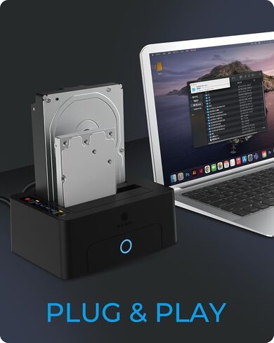 محطة إرساء محرك الأقراص الصلبة ICY BOX Dual Bay USB 3.0 إلى SATA مع وظيفة النسخ/الاستنساخ دون اتصال بالإنترنت لقاعدة محرك الأقراص الصلبة الخارجية مقاس 2.5 بوصة/3.5 بوصة HDD SSD بحد أقصى يصل إلى 60 تيرابايت (30 تيرابايت * 2) تدعم التوصيل والتشغيل UASP in Saudi Arabia
