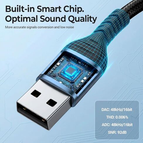 محول صوت جاك USB إلى 3.5 مم، محول صوت جاك بطاقة الصوت الخارجية مع محول ستيريو Aux 3.5 مم متوافق مع سماعات الرأس والكمبيوتر الشخصي والكمبيوتر المحمول وMac وLinux وأجهزة الكمبيوتر المكتبية وPS5 وPS4 والمزيد من الأجهزة، التوصيل والتشغيل in Kuwait