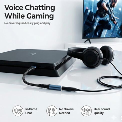 محول صوت جاك USB إلى 3.5 مم، محول صوت جاك بطاقة الصوت الخارجية مع محول ستيريو Aux 3.5 مم متوافق مع سماعات الرأس والكمبيوتر الشخصي والكمبيوتر المحمول وMac وLinux وأجهزة الكمبيوتر المكتبية وPS5 وPS4 والمزيد من الأجهزة، التوصيل والتشغيل in Kuwait