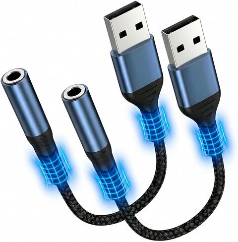 محول صوت جاك USB إلى 3.5 مم، محول صوت جاك بطاقة الصوت الخارجية مع محول ستيريو Aux 3.5 مم متوافق مع سماعات الرأس والكمبيوتر الشخصي والكمبيوتر المحمول وMac وLinux وأجهزة الكمبيوتر المكتبية وPS5 وPS4 والمزيد من الأجهزة، التوصيل والتشغيل in Kuwait