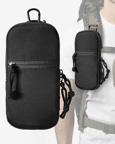حقيبة هاتف خلوي من Molle لحقيبة الظهر - حزام تكتيكي مقاوم للماء لحزام الهاتف Edc Tech حامل الحقيبة لهاتف iphone 17 Pro Max Hikers Outdoor، أسود in Kuwait