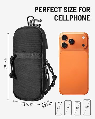 حقيبة هاتف خلوي من Molle لحقيبة الظهر - حزام تكتيكي مقاوم للماء لحزام الهاتف Edc Tech حامل الحقيبة لهاتف iphone 17 Pro Max Hikers Outdoor، أسود in Kuwait