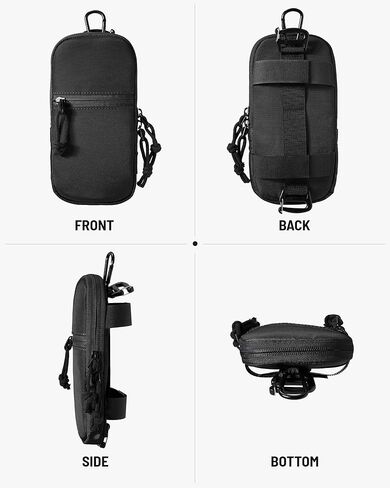 حقيبة هاتف خلوي من Molle لحقيبة الظهر - حزام تكتيكي مقاوم للماء لحزام الهاتف Edc Tech حامل الحقيبة لهاتف iphone 17 Pro Max Hikers Outdoor، أسود in Kuwait