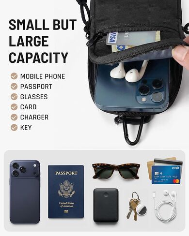 حقيبة هاتف خلوي من Molle لحقيبة الظهر - حزام تكتيكي مقاوم للماء لحزام الهاتف Edc Tech حامل الحقيبة لهاتف iphone 17 Pro Max Hikers Outdoor، أسود in Kuwait