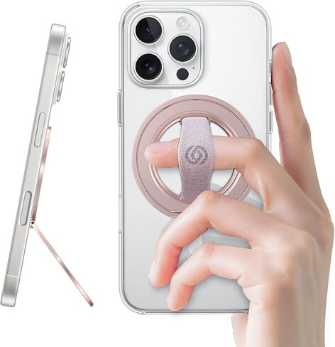 EWA MagOne الجيل الثالث [متوافق مع MagSafe] حامل بمقبض هاتف مع حزام إصبع، حلقة حامل حلقة مغناطيسية قابلة للإزالة لسلسلة iPhone 17,16,15,14,13,12 (أسود) in Kuwait