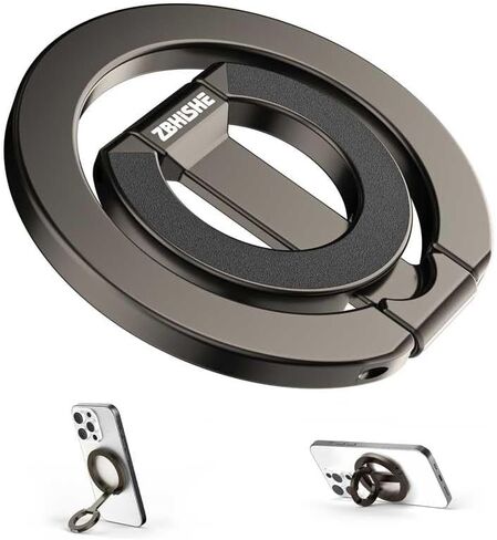 Magnetic Phone Ring for MagSafe Grip [Dual-Sided Magnetic] [Super Magnet] [Magnet Phone Stand Grip Compatible with Car Mounts] Mag Safe Accessory for iPhone 17/16/15/14/13 Pro Max Plus, Grey in Saudi Arabia