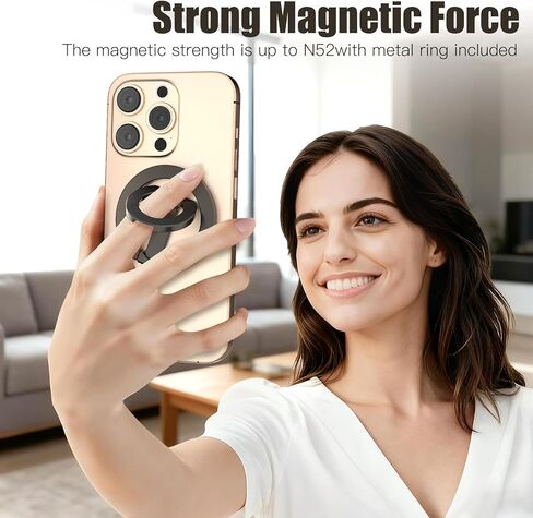 Magnetic Phone Ring for MagSafe Grip [Dual-Sided Magnetic] [Super Magnet] [Magnet Phone Stand Grip Compatible with Car Mounts] Mag Safe Accessory for iPhone 17/16/15/14/13 Pro Max Plus, Grey in Saudi Arabia