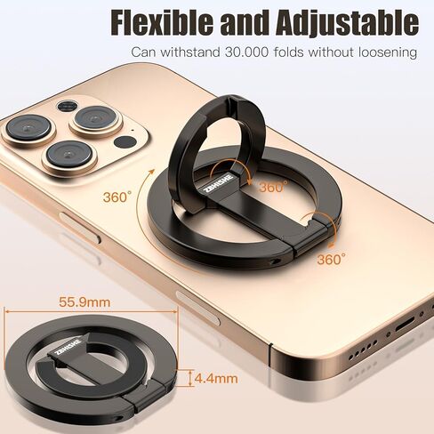 Magnetic Phone Ring for MagSafe Grip [Dual-Sided Magnetic] [Super Magnet] [Magnet Phone Stand Grip Compatible with Car Mounts] Mag Safe Accessory for iPhone 17/16/15/14/13 Pro Max Plus, Grey in Saudi Arabia