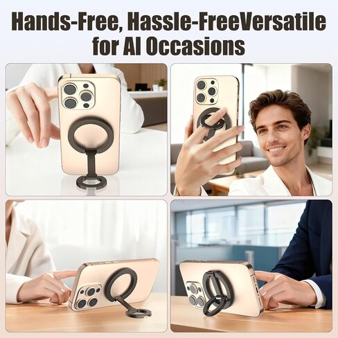Magnetic Phone Ring for MagSafe Grip [Dual-Sided Magnetic] [Super Magnet] [Magnet Phone Stand Grip Compatible with Car Mounts] Mag Safe Accessory for iPhone 17/16/15/14/13 Pro Max Plus, Grey in Saudi Arabia