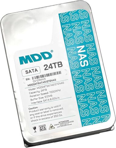 MDD 24 تيرابايت 7200 دورة في الدقيقة 512 ميجابايت كاش SATA 6.0 جيجابايت/ثانية 3.5 بوصة محرك الأقراص الصلبة NAS الداخلي (MDD24TS51272NAS) - ضمان 5 سنوات (متجدد) in Kuwait