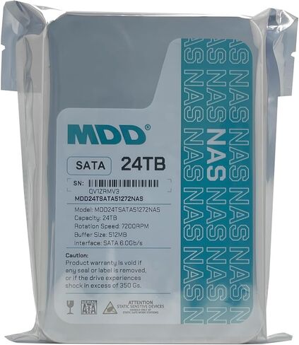 MDD 24 تيرابايت 7200 دورة في الدقيقة 512 ميجابايت كاش SATA 6.0 جيجابايت/ثانية 3.5 بوصة محرك الأقراص الصلبة NAS الداخلي (MDD24TS51272NAS) - ضمان 5 سنوات (متجدد) in Kuwait