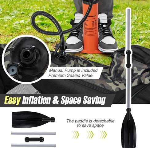 HOMGX Inflatable Float Tube, 350LBS Fishing Belly Boat w/Seat & Backrest, Fishing Boat with Fish Ruler, Paddle, Pump, Adjustable Straps, Portable Backpack Boat for Outdoor Adult Fishing in Saudi Arabia