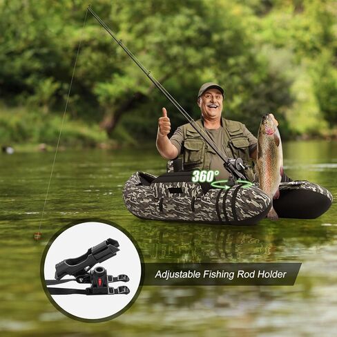 HOMGX Inflatable Float Tube, 350LBS Fishing Belly Boat w/Seat & Backrest, Fishing Boat with Fish Ruler, Paddle, Pump, Adjustable Straps, Portable Backpack Boat for Outdoor Adult Fishing in Saudi Arabia