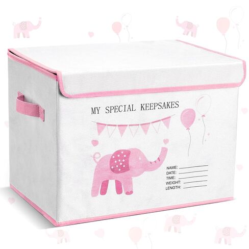 LemonRoad Baby Memory Keepsake Box 16x12x12inch Baby Shower Elephant First Keepsake Box New Parent Newborn Baptismal Birthday Gift for Mementos Travel Loved Ones Treasured Keepsakes(Blue) in Saudi Arabia
