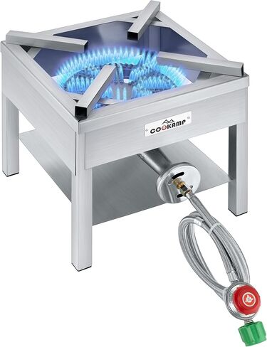 High Pressure Banjo 1-Burner Outdoor Propane Gas Cooker 260000 BTU with 0-30 PSI Adjustable Regulator and Steel Braided Hose For Outdoor Cooking Turkey Fry (BALCK) SA1750 in Saudi Arabia