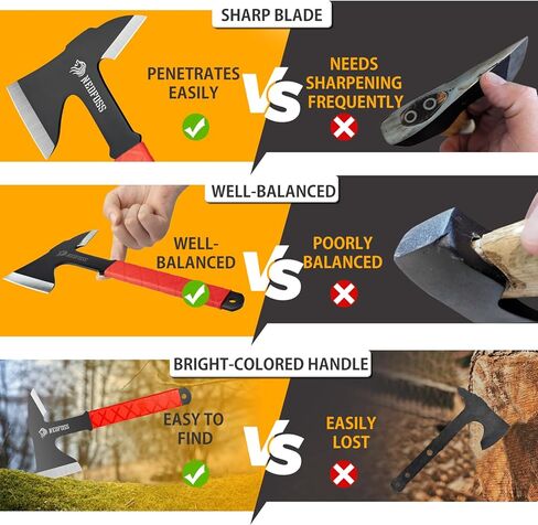 محاور رمي NedFoss وTomahawks، مجموعة فأس رمي مكونة من 3 قطع، مجموعة فأس رمي تانغ كاملة مقاس 11.1 بوصة مع شفرات 3.14 بوصة، فأس توماهوك مع غمد لهدايا لعبة رمي الفأس للرجال والنساء in Kuwait